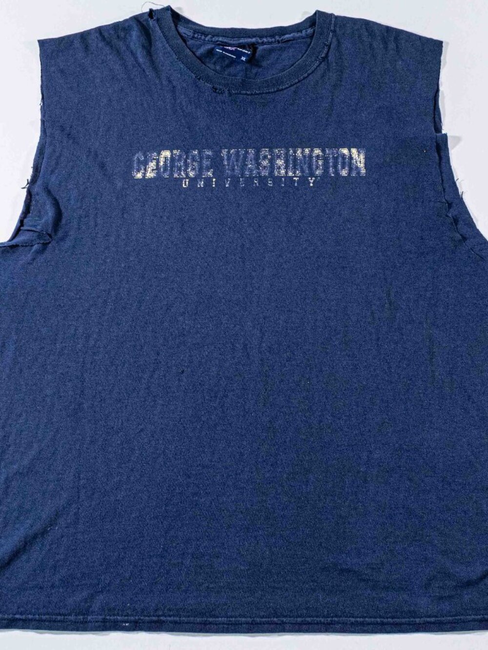 VTG George Washington University Sleeveless T Shirt XL MV Sport Y2K Distressed